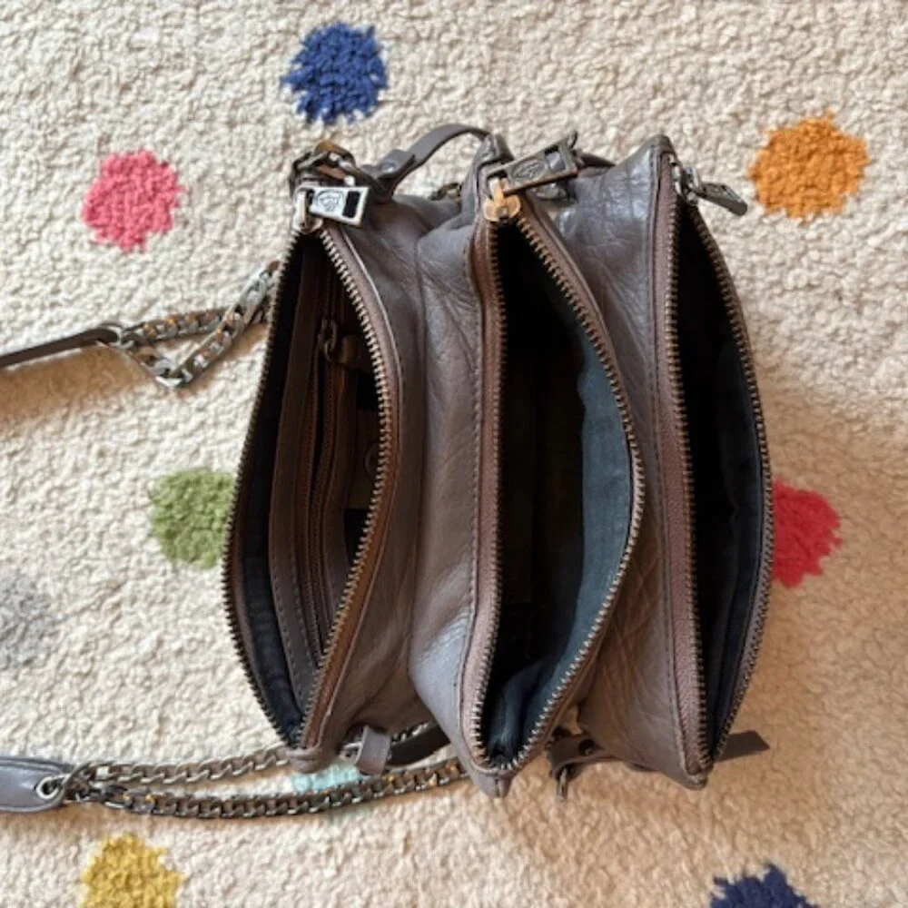 Ash Domino Chain Crossbody Bag in gunmetal grey leather. - Picture 6 of 6